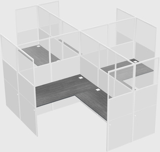 Shared l-shaped cubicles
