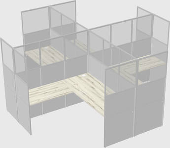 Shared l-shaped cubicles