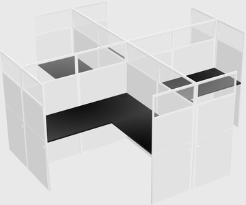 Shared l-shaped cubicles