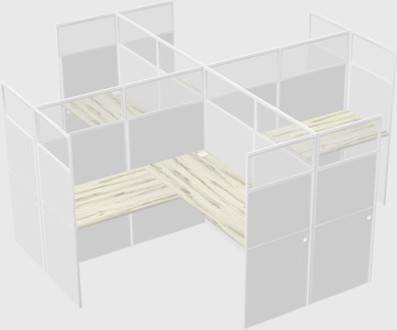 Shared l-shaped cubicles