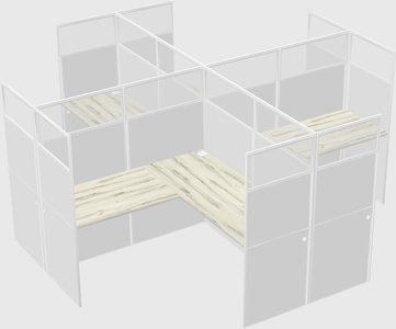 Shared l-shaped cubicles