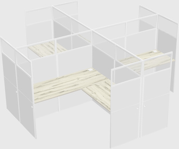 Shared l-shaped cubicles
