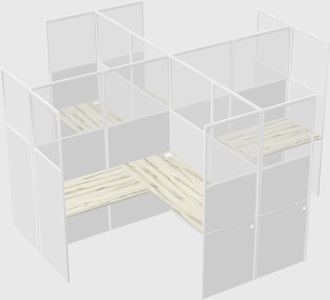 Shared l-shaped cubicles