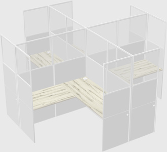 Shared l-shaped cubicles
