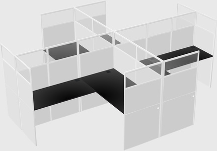 Shared l-shaped cubicles