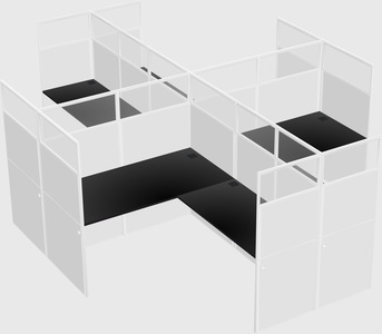 Shared l-shaped cubicles