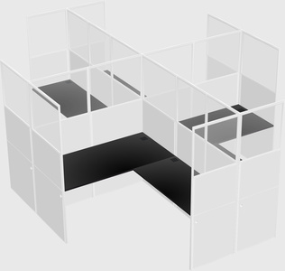 Shared l-shaped cubicles
