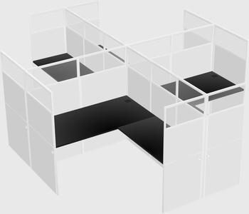 Shared l-shaped cubicles