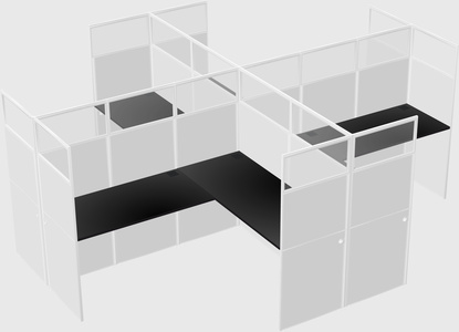 Shared l-shaped cubicles