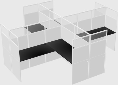 Shared l-shaped cubicles