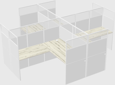 Shared l-shaped cubicles