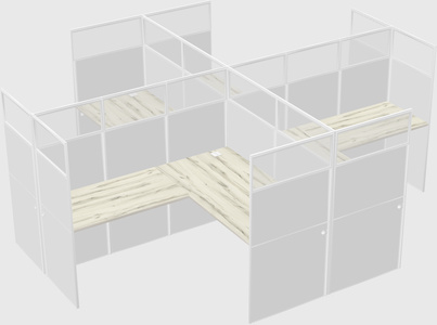 Shared l-shaped cubicles