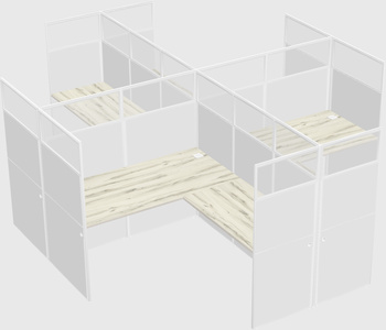 Shared l-shaped cubicles