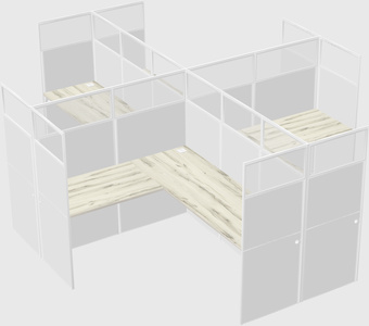 Shared l-shaped cubicles