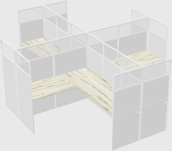 Shared l-shaped cubicles
