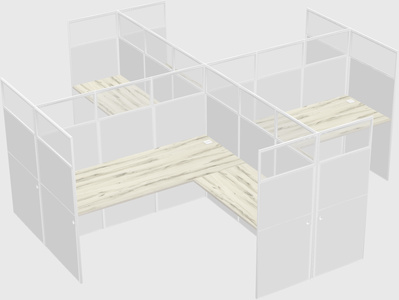 Shared l-shaped cubicles