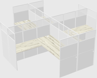 Shared l-shaped cubicles