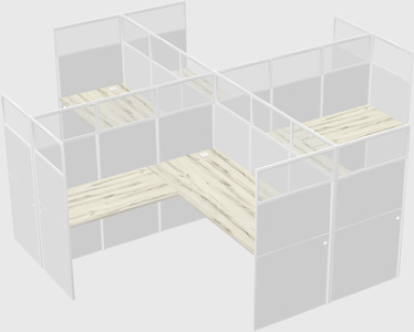Shared l-shaped cubicles