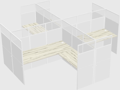 Shared l-shaped cubicles