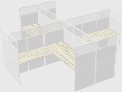 Shared l-shaped cubicles