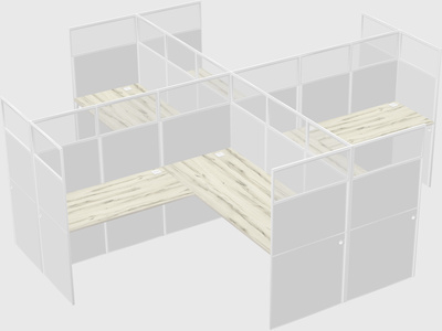 Shared l-shaped cubicles