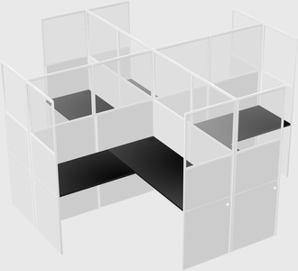 Shared l-shaped cubicles