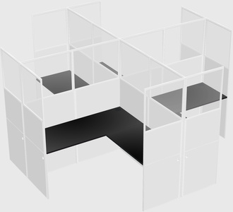 Shared l-shaped cubicles