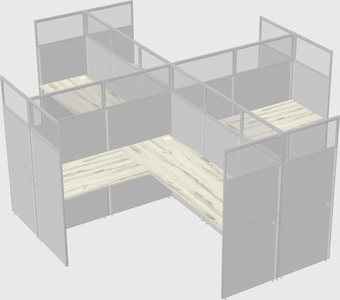 Shared l-shaped cubicles
