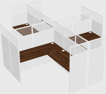 Shared l-shaped cubicles
