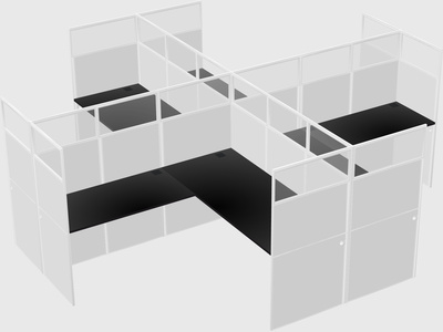 Shared l-shaped cubicles