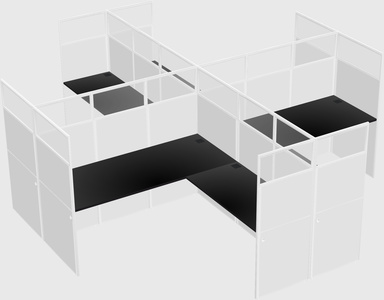 Shared l-shaped cubicles