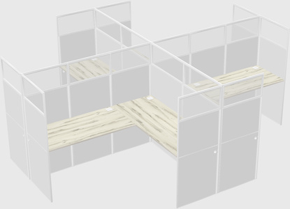 Shared l-shaped cubicles