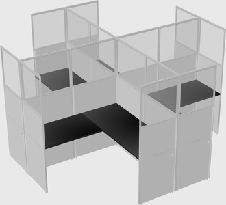Shared l-shaped cubicles