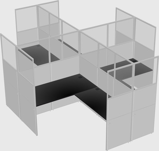 Shared l-shaped cubicles