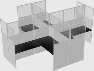Shared l-shaped cubicles