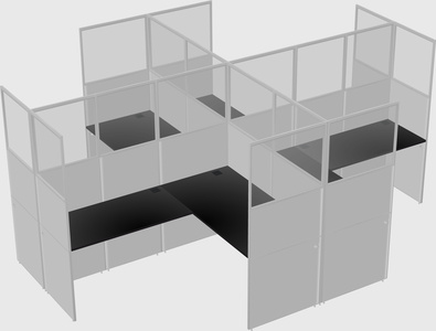 Shared l-shaped cubicles