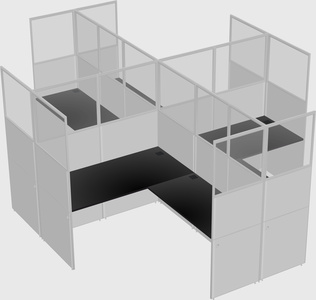Shared l-shaped cubicles