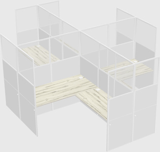 Shared l-shaped cubicles