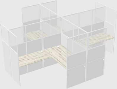 Shared l-shaped cubicles