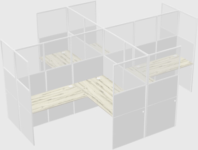 Shared l-shaped cubicles