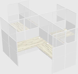 Shared l-shaped cubicles