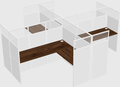 Shared l-shaped cubicles