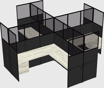 Shared l-shaped cubicles
