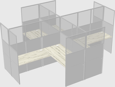 Shared l-shaped cubicles