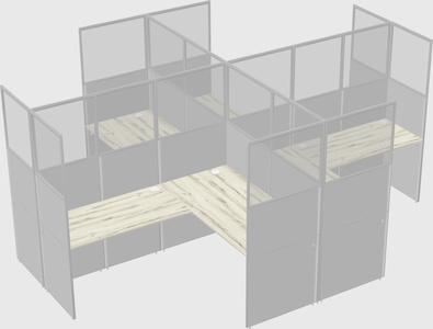 Shared l-shaped cubicles