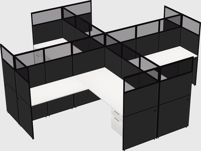 Shared l-shaped cubicles