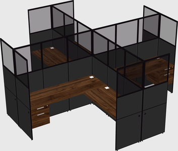 Shared l-shaped cubicles
