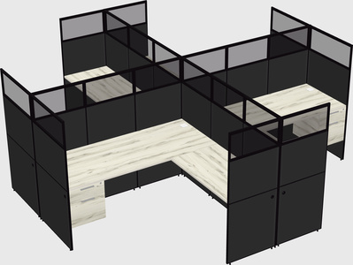 Shared l-shaped cubicles