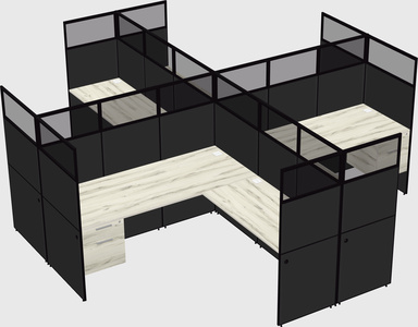 Shared l-shaped cubicles