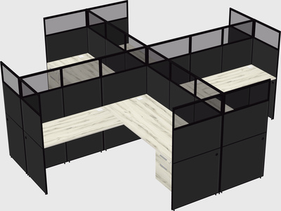 Shared l-shaped cubicles